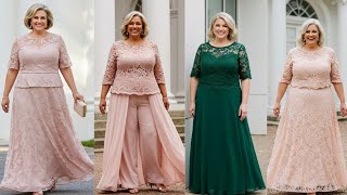 Plus size two pieces mother of the bride dresses set. Elegant mix and match jacket and Dresses