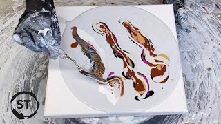 My favorite Bloom Swipe! “Moroccan” Wow, just something about this one.
Acrylic pouring inspirational video. Well I’ve been doing bloom swipes for a while, with even some similar colors, but there was something really special about this painting. I think it’s my favorite one I’ve done today. I hope you love it.🙏
Please subscribe to see my latest work, It’s free to subscribe, helpful, and encouraging! Hit the 🔔 and select “ALL” to never miss a new video.
Visit my website for sales👇
https://www.stmodernart.com/
Follow me on Instagram👇
https://www.instagram.com/sarataylor.art/
Time and materials takes a lot, if you feel like I’ve inspired or contributed to you and your creative journey, There are some great ways you can support me;
✨Come see the benefits of my patreons account!
https://www.patreon.com/stmodernart.
✨Amazon affiliate store, Shopping my store helps support me and find great products!
STORE 👇
https://www.amazon.com/shop/sarataylor
✨Tips are welcome;
Venmo: @sara-taylor-159
PayPal: saradtaylor21@gmail.com
Email for commission and private class inquiry;
saradtaylor21@gmail.com
Huge thank you to my gold level patreons!
🌟 Molly Wilson
🌟 Maureen Ostrowski
🌟 Jayne Steuart
🌟 Karmen Hart
🌟 Heidi Lauridsen
🌟 Donna Nelson
🌟 Zanofsu
🌟 Carly Markey
I’m a stay at home mama/ professional and experimental artist. I do national commission and gallery work out of my small mountain community, Sandpoint Idaho.
Basecoat Pillow:
Glidden latex house paint ~ satin
About 1/8 Part GAC800 added to this.
Paint PM:
2 part untinted base III House paint
1 part varathane triple thick polyurethane
Cell activator:
1 part titanium white Amsterdam paint
3 part Australian floetrol
I thin both the paint and the basecoat down that with water to get a warm honey consistency.
Music provided by epidemic sound!
#acrylicpouring #fluidart #abstractart My favorite Bloom Swipe! “Moroccan” Wow, just something about this one.