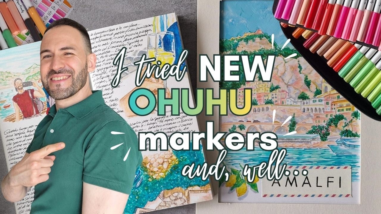 Capturing AMALFI Coast Memories 🍋 OHUHU Marker on Illustrated Travel Journal & Mixed Media Artwork