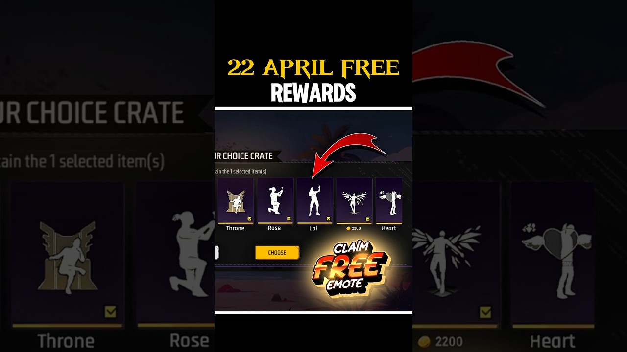 22 APRIL FREE REWARD 😱 || 