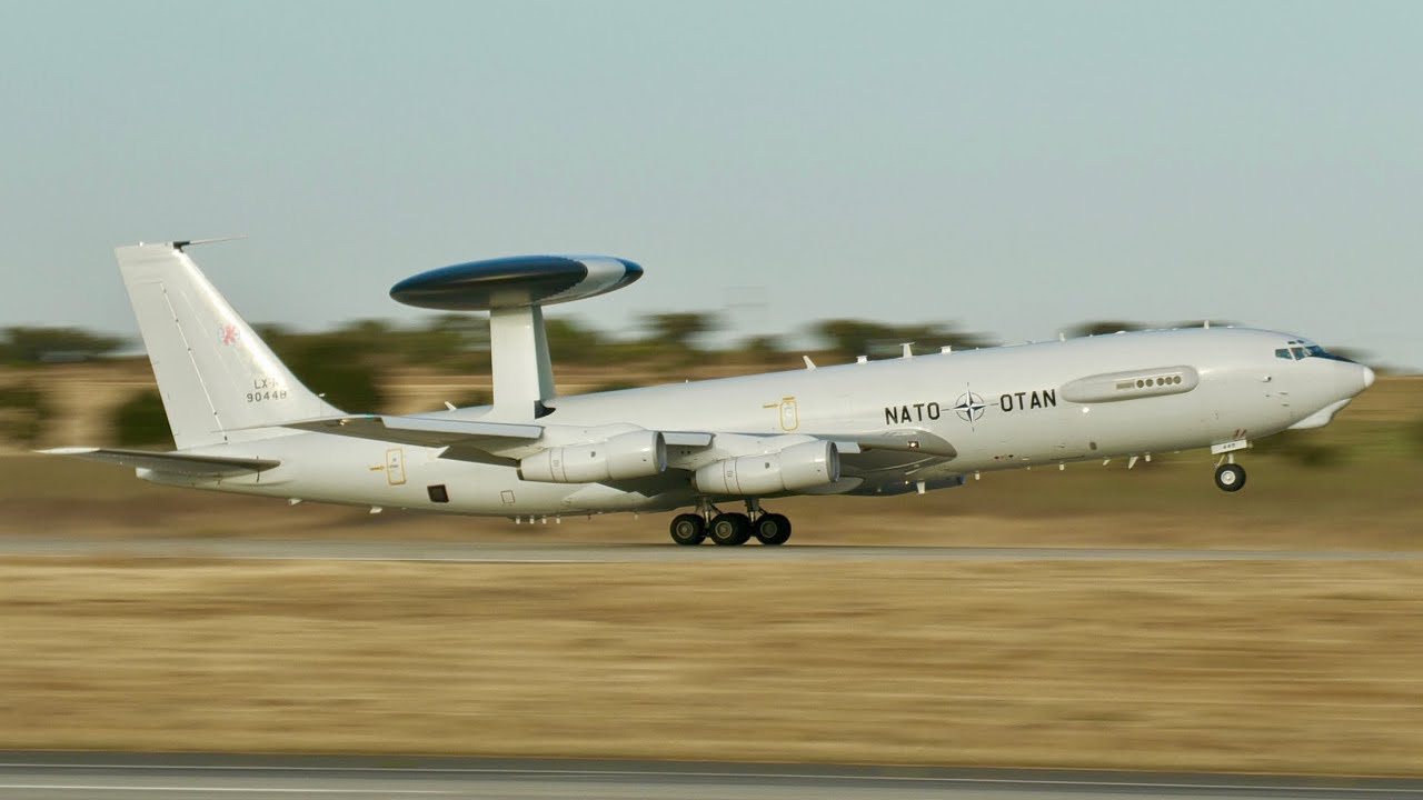 NATO Boeing E-3A Sentry AWACS Smoky Takeoff at NATO Tiger Meet 2025