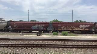 BNSF 5231 leads an eastbound grain train through Rosenberg