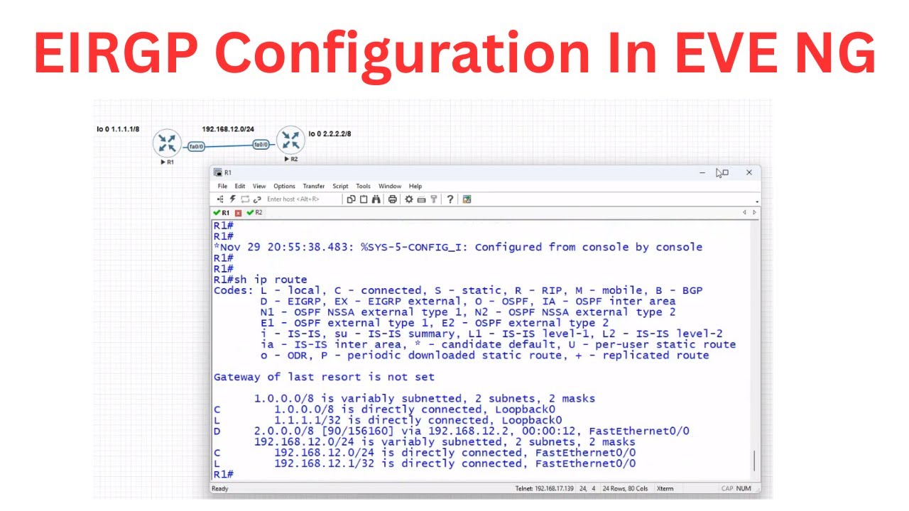 Конфигурация EIRGP в EVE NG