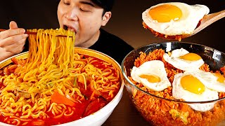 얼큰하고 매운 짬뽕과 반숙 계란 김치볶음밥 먹방~!! 리얼사운드 ASMR Mukbang(Eating Show)