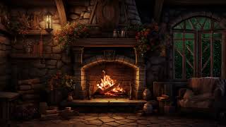 Cozy Rainfall and Crackling Fire Ambiance for Deep Sleep and Study Focus