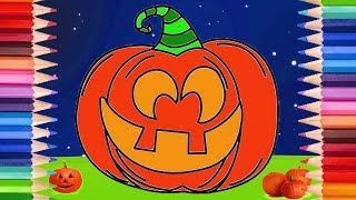 How to Draw a Jack O Lantern Pumpkin | Halloween Coloring Pages for Kids | Learn to Draw