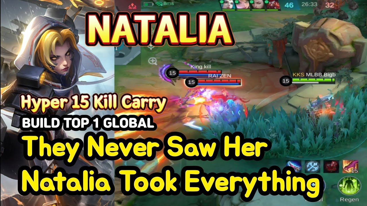 Natalia (Mythical Glory): Hyper 15 Kill Assassin Carry | Top1 Global Build Gameplay | MLBB Ranked