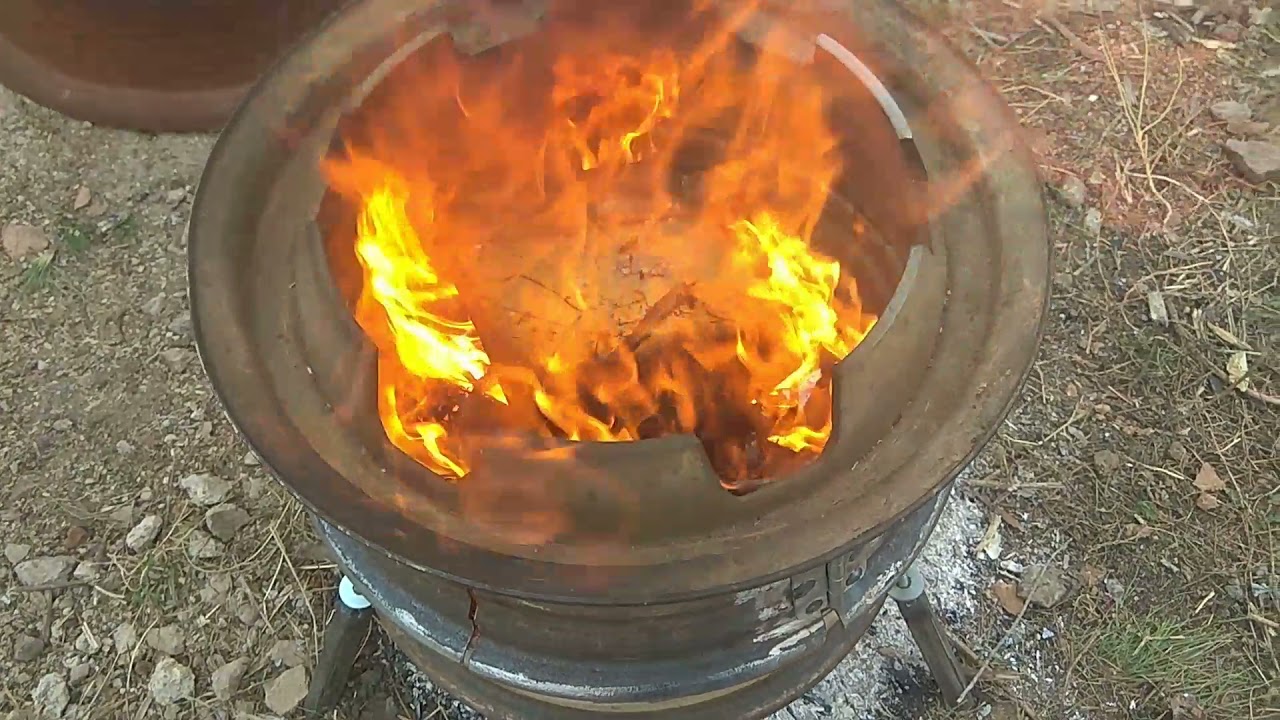 Печка буржуйка из двух дисков от Газели - YouTube