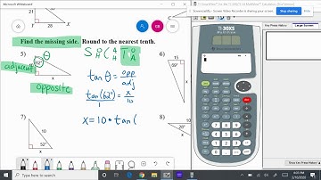 Finding the missing side using trig ratios.