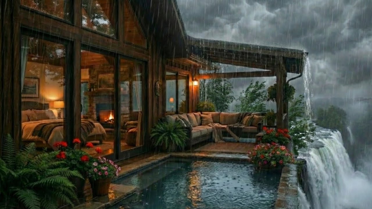 Успокаивающий дождь в тихом деревянном лесном домике🌧️✨ | Спокойные ночные звуки для спокойного сна