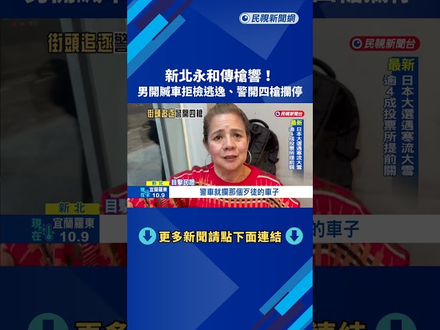新北永和傳槍響  男子開贓車拒檢逃逸「警開4槍攔停」－民視新聞