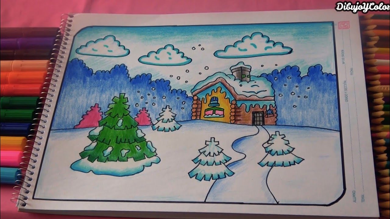 Cómo dibujar el invierno/paisaje/DibujoYColor - thptnganamst.edu.vn