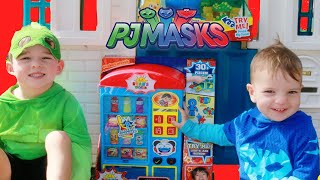 PJ Masks Catboy &amp; Gekko Play with REAL TOY VENDING MACHINE!