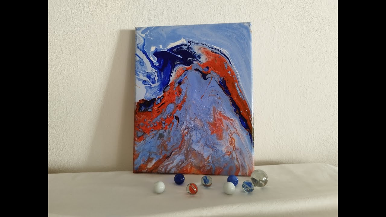 🧡🤍💙 Fluid Art | Acrylic Pouring | Open cup technique 💙🤍🧡 - YouTube