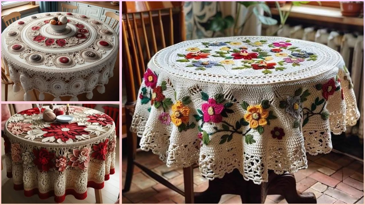 Более 100 красивых моделей скатертей, связанных из шерсти (делитесь идеями) #вязаниекрючком #вяза...