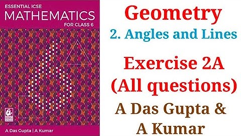 Geometry Class 6 | Angles and Lines| Exercise 2A Full Solution | ICSE Maths by A Das Gupta & A Kumar