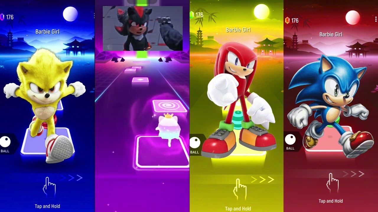 Super Sonic vs Sonic vs Knuckles vs Sonic | Ultimate Evolution Tiles Hop EDM Rush