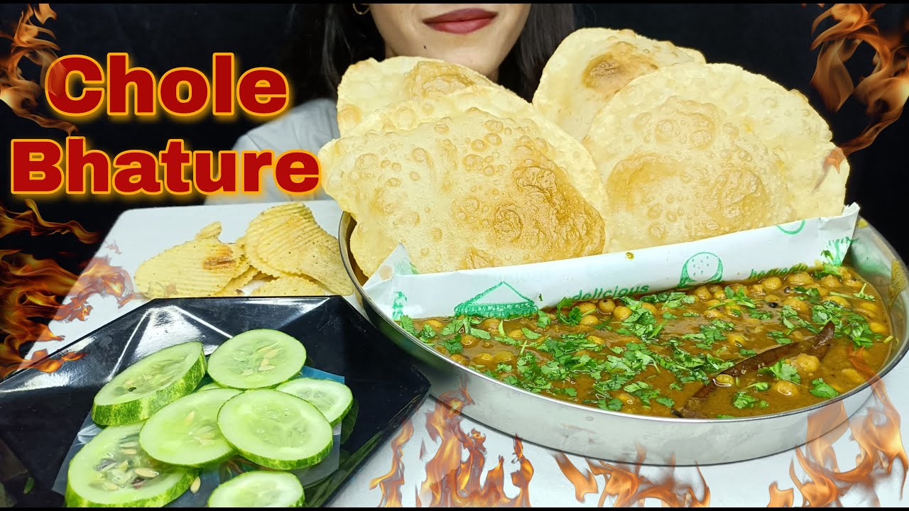 Eating 🔥Chole Bhature with Chips & Cucumber | Indian Food Mukbang ASMR 😋