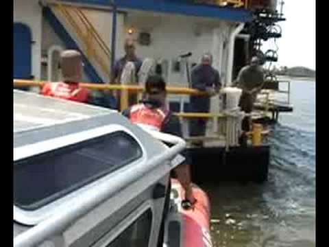 Coast Guard Inspectors check liftboat near Sabine Pass