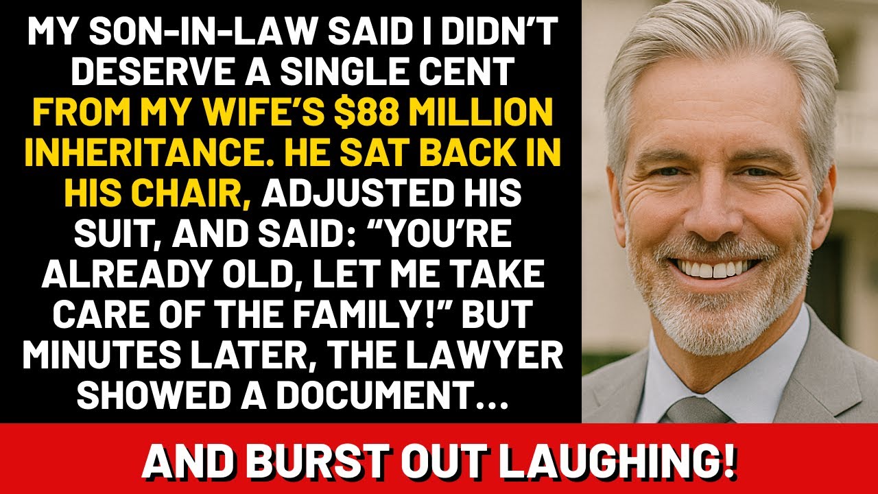 My son-in-law said I didn’t deserve a single cent from my wife’s $88 MILLION inheritance. He sat...