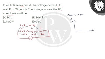 In an LCR series circuit, the voltage across L, C and R is 50V each. The voltage across the LC c....