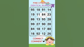Find 3 pairs of identical numbers /Dementia Prevention Quizzes/Dementia Tests. No.41