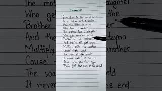 Thumbs song by Sabrina Carpenter #lyrics #shorts #handwriting
