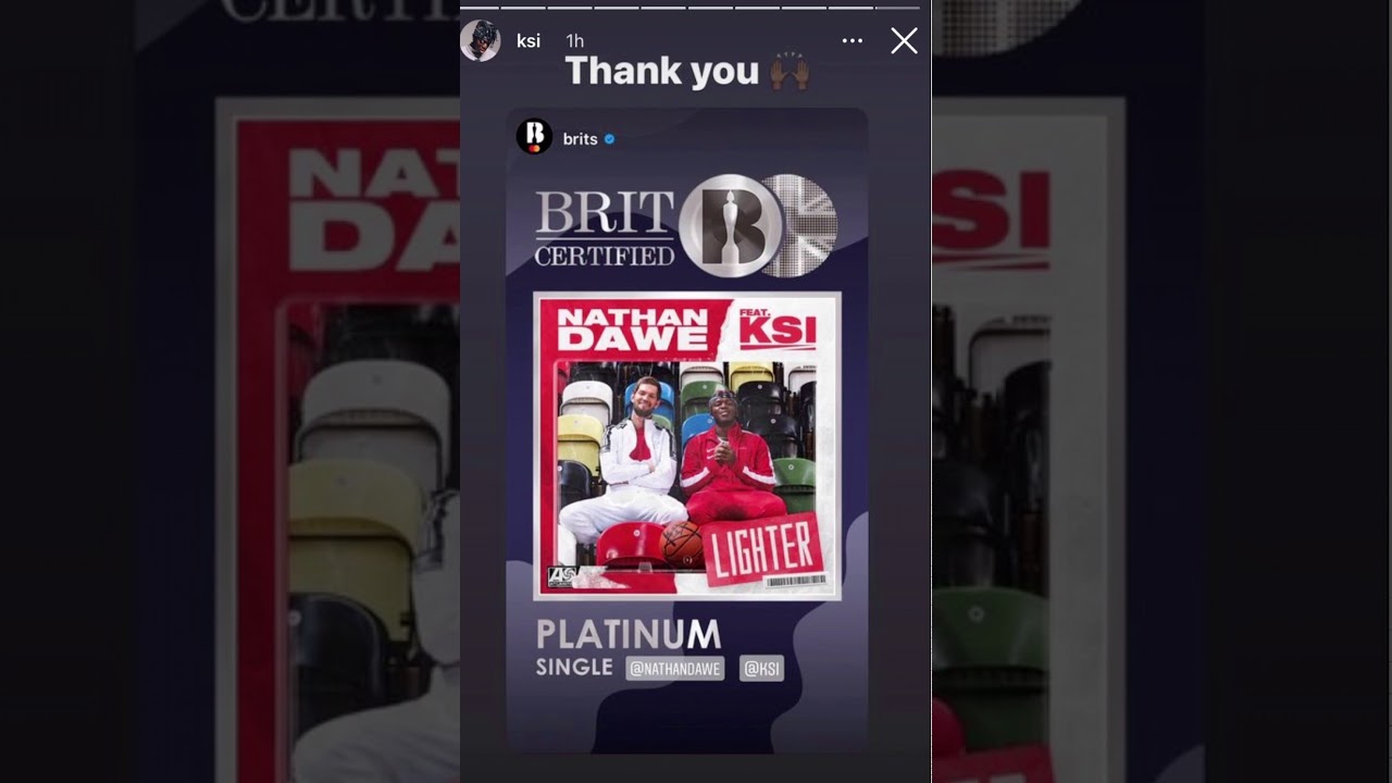 KSI lighter reaches platinum whilst Really love gets silver YouTube