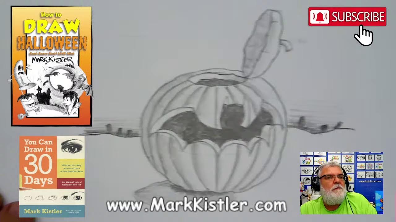 How To Draw Halloween Cool Scary Stuff! Episode 18: Let's draw Bat  Pumpkin! 