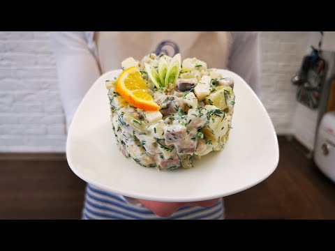 Видео рецепт Датский салат из сельди