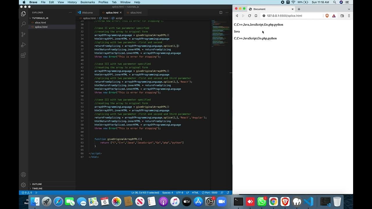 difference between splice and slice while working with array in ...
