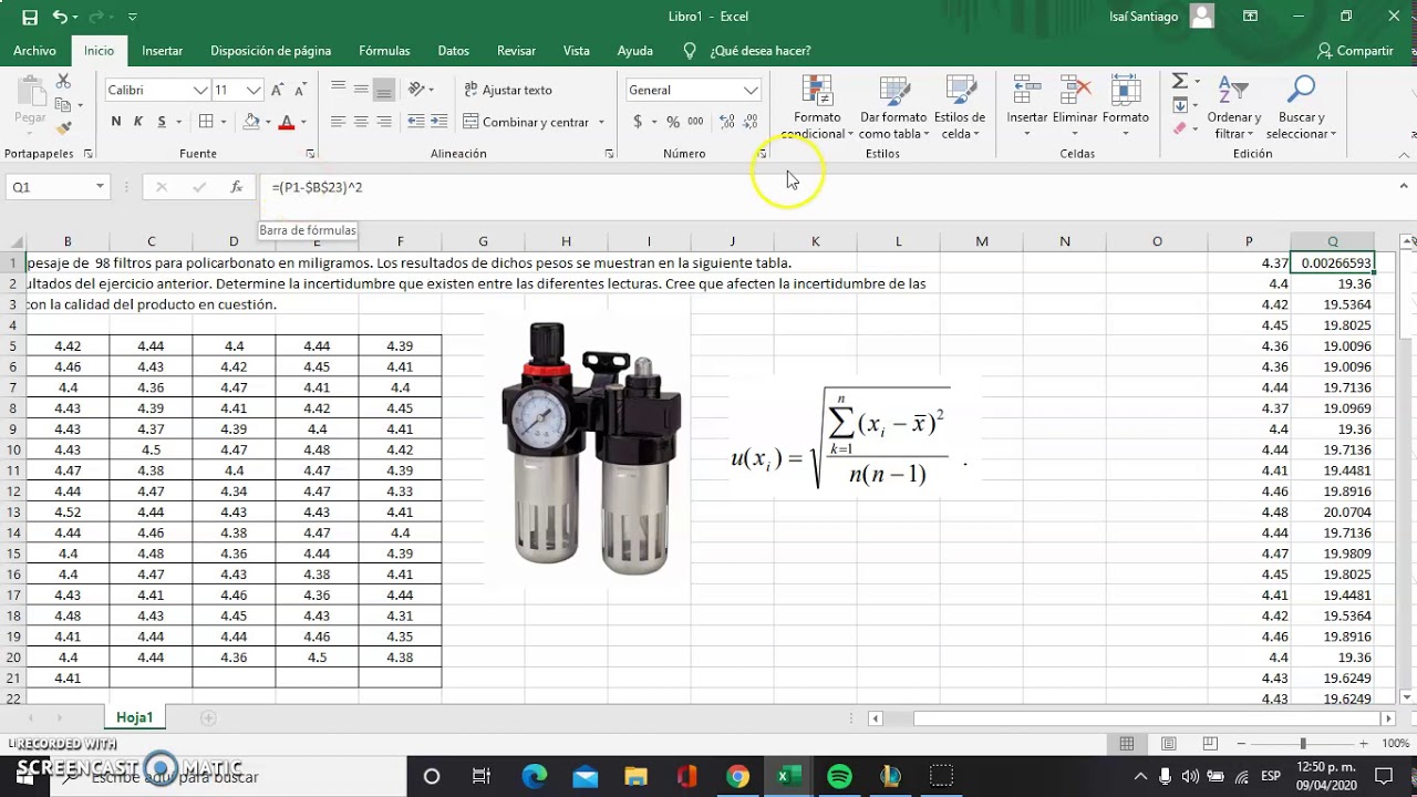 Cálculo de Incertidumbre Tipo A con Excel - YouTube