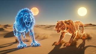 Skeleton Lion and skeleton tiger fight