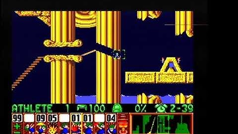 Lemmings SNES Tricky 25 Cascade 100% saved pause free solution.