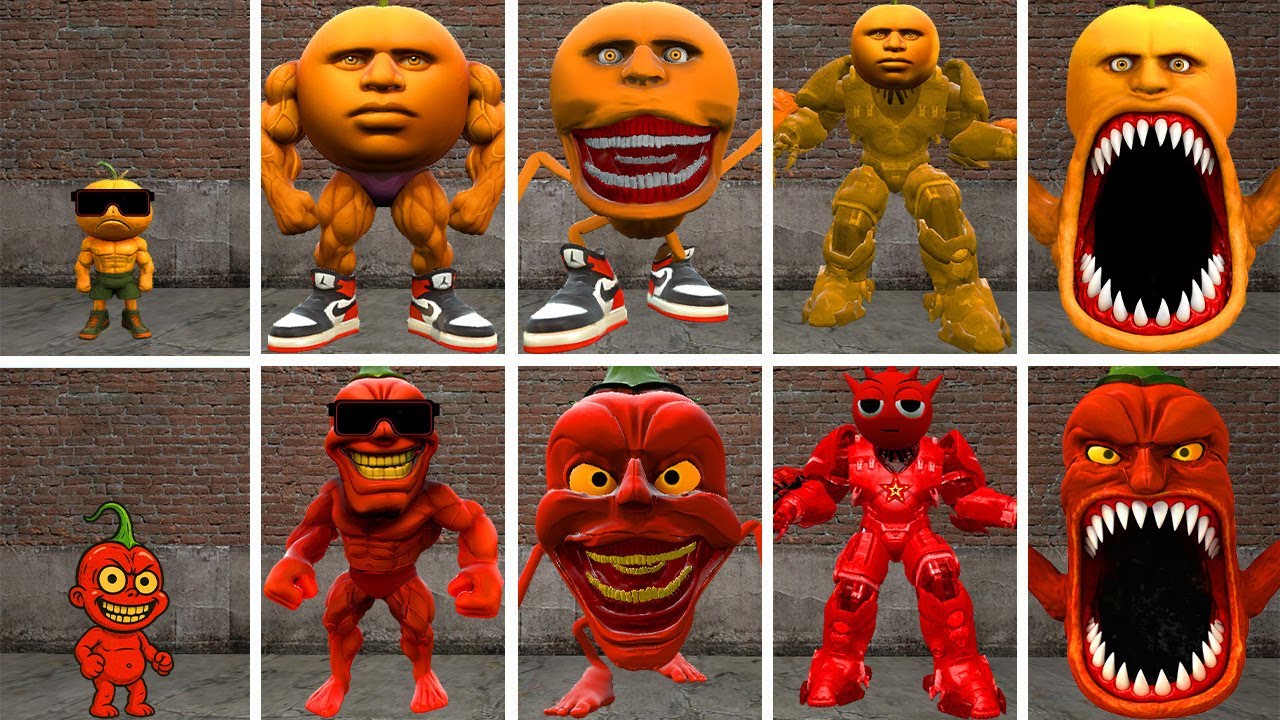 HELLO: ALL THE NEW EVOLUTIONARY FORMS OF THE ODINDINDUN FAMILY VS THE PEPPER DINDUN FAMILY IN GMOD!