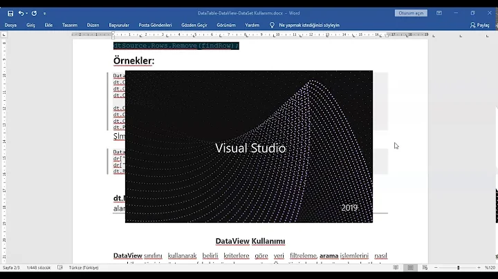 C # DataTable DataView DataSet Kullanımı