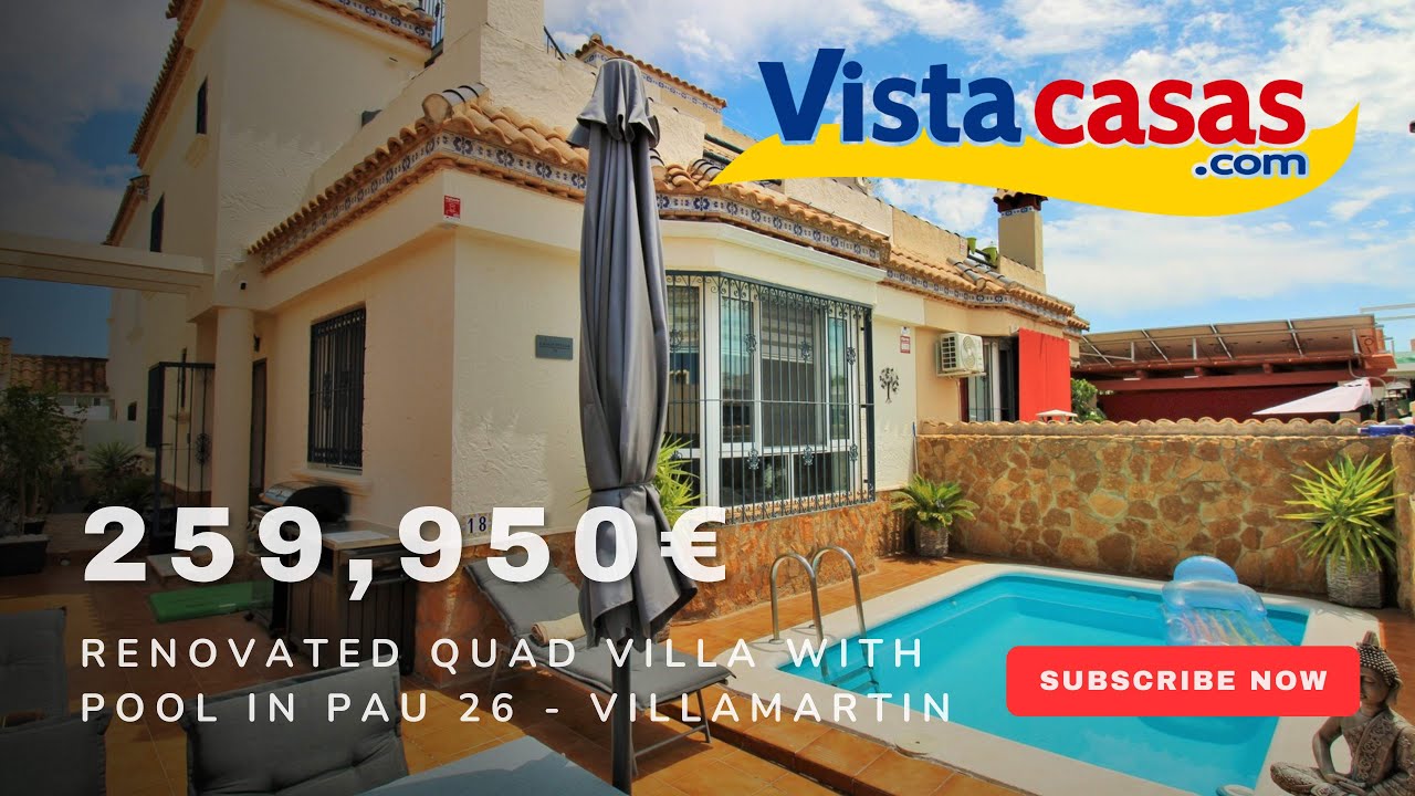 Renovated 3-Bedroom Quad Villa with Private Pool in Villamartin | 259,950€ | Costa Blanca
