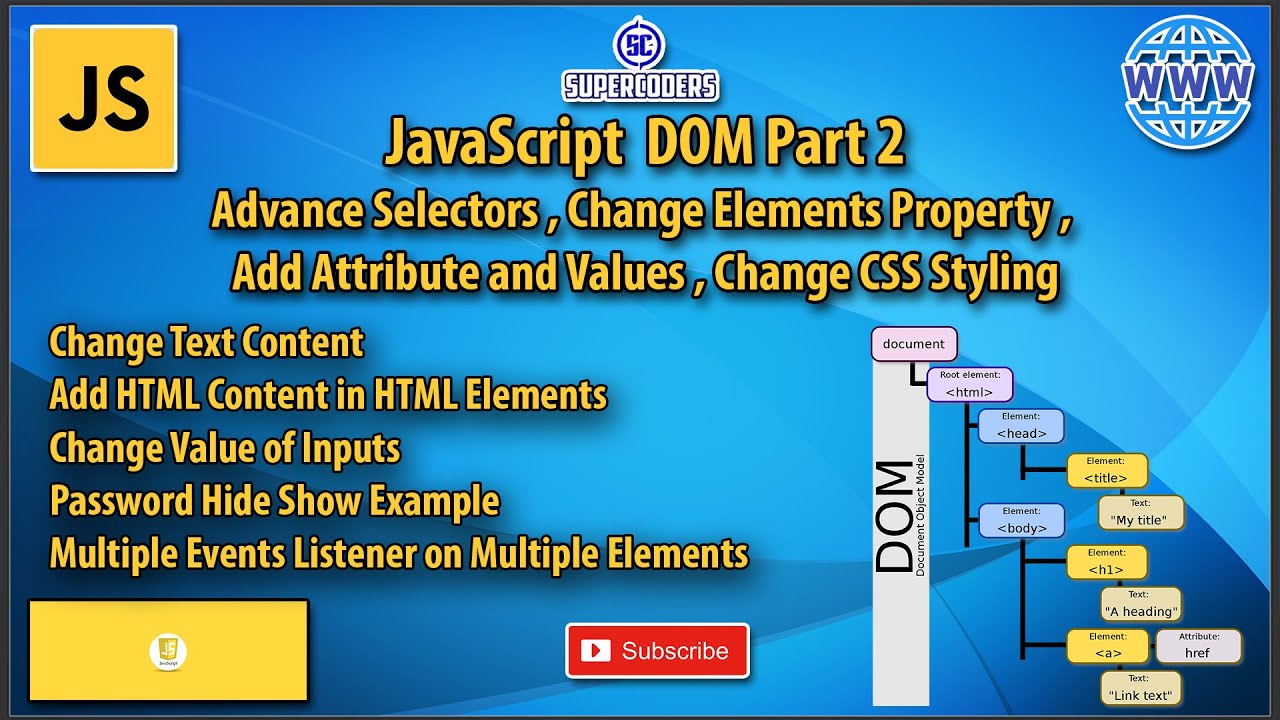 Change HTML Elements Properties and Values Using Javascript | Javascript DOM Tutorial