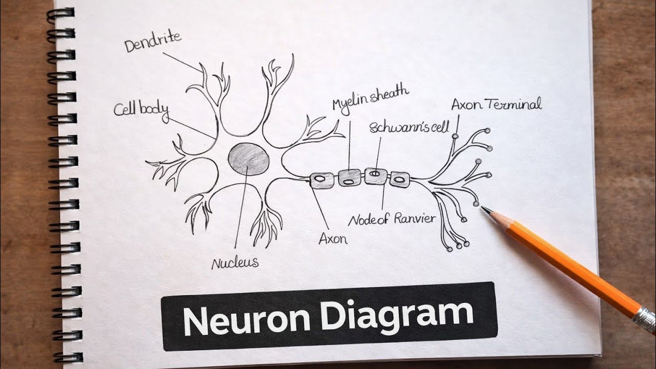How to Draw Structure of Neuron // Easy and quick Drawing of Neuron ...