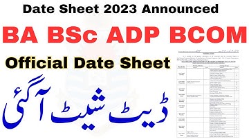 BA BSc ADP BCOM Annual 2023 Official Date Sheet Announced | ADP Date Sheet 2023