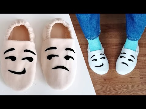 Bu sevimli emoji patikleri herkes diker 😏😒 Pratik kesim kışlık polar patik dikimi nasıl yapılır 🧦🤩