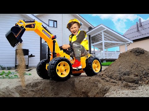 Senya Unboxing and Pretend PLAY with POWER WHEEL Tractor! Ride on TRACTOR BULDOZER for Baby