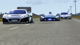 Mercedes-Benz Vision EQ Silver Arrow Concept vs Rimac Nevera vs Aspark Owl vs Gemera at Highlands