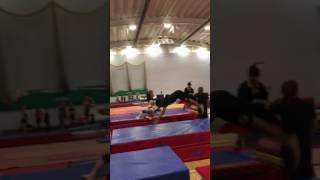 Stretch Jump onto Block, immediate jump to handstand to lay flat back London GfA 11.2 Tariff