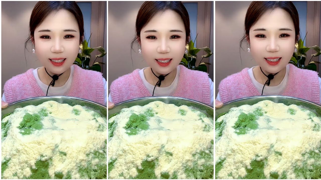 ASMR ICE EATING with MATCHA and MILK POWDER 