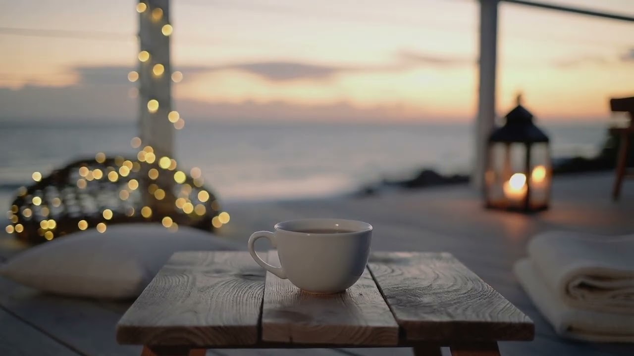 Seaside Sunset Coffee ☕ Ocean Waves & Coastal Calm (8H)
