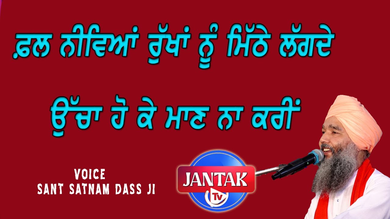 ਫ਼ਲ ਨੀਵਿਆਂ ਰੁੱਖਾਂ ਨੂੰ ਮਿੱਠੇ ਲੱਗਦੇ ਉੱਚਾ ਹੋ ਕੇ ਮਾਣ ਨਾ ਕਰੀਂ || Sant Satnam Dass Ji ||