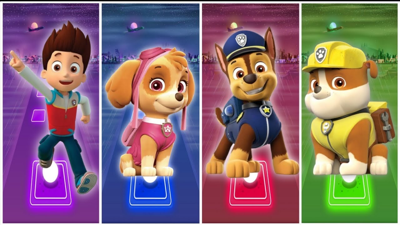 Paw patrol in Tiles Hop EDM rush 