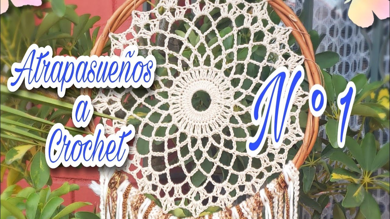 Atrapasueños a Crochet en argolla de Mimbre fácil N°1