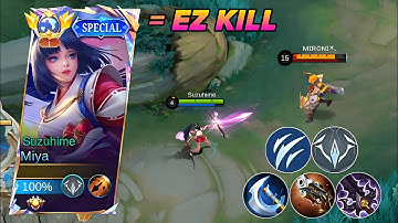 GLOBAL 1 MIYA WTF BURST DAMAGE BUILD & EMBLEM!!🔥 (AUTO DELETE!💀) MIYA 1 HIT DELETE BUILD 2025!!!